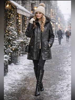 🌟RARE🌟 Vintage 90th SEQUENCE NWT Genuine Leather Embroidered Coat NWT – Size M